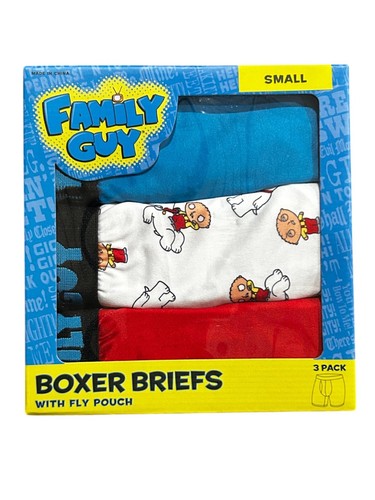 Paquete de 3 calzoncillos boxer cómodos FamilyGuy para hombre, rojos, pequeños - Imagen 1 de 2