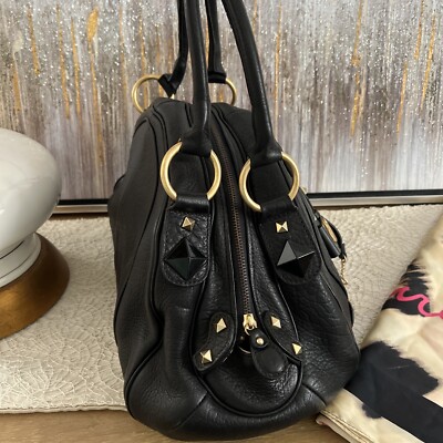 Juicy Couture Bowler Bag Key Lock Black & Gold Studded
