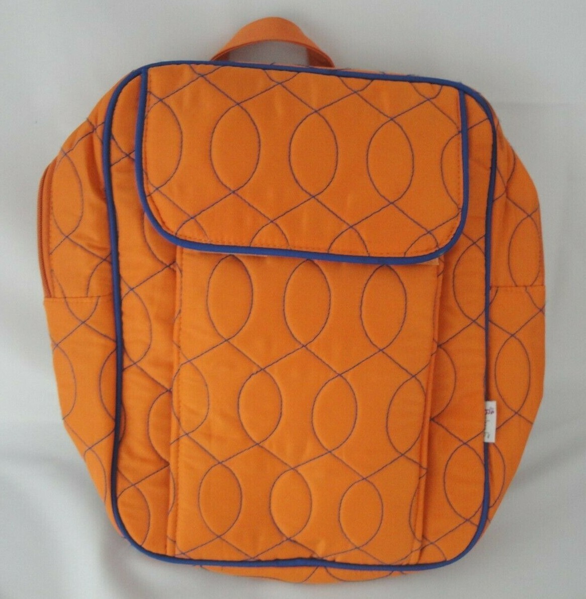 Blue and Orange Geometric Backpack Modern Orange Backpack with Geometric Square Pattern Against  main image 4