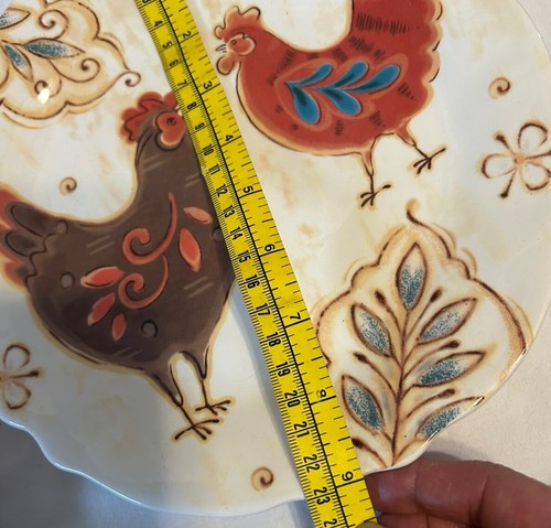 Juego de 4 platos de ensalada de almuerzo Ironstone Pier 1 Imports de 9 pulgadas, pollo gallo gallo - Imagen 2 de 4