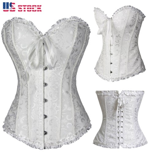 US Women Corset Bustier Waist Training Cincher Trainer Shapewear Dress Steampunk - Picture 7 of 38