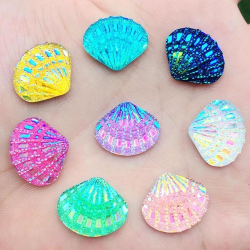 20 pz ciondoli Flatback Strass Shell AB Resina Conchiglie Ciondolo Realizzazione Album di Scrapbook - Foto 14 di 19