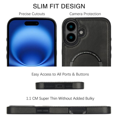 Custodia portafoglio magnetica staccabile per iPhone 17 Pro 16 15 14 13 12 cerniera cover - Foto 12 di 48