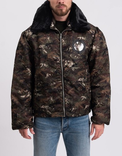RRP €590 RANDOM IDENTITIES Mile Pilot Jacket Size M Camouflage Faux Fur Collar - Picture 4 of 12