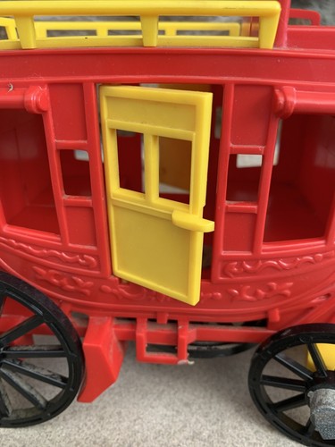 Vintage1950's Ideal Western Stage Coach Toy Fix-It Playset driver & horses 15" - Picture 4 of 7