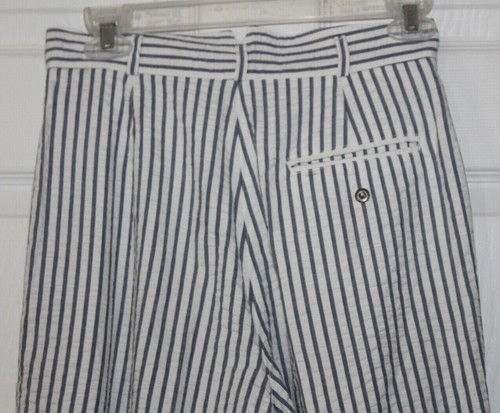 vtg 90s Liz Claiborne pants size 8 petite Seersucker cuffed Hi waist Pleated EC - Picture 5 of 5