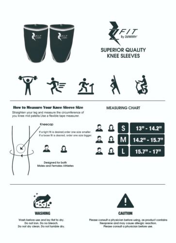 Zfit Neoprene Compression Knee Sleeve Weightlifting, Injury Recovery - Picture 3 of 12