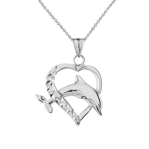 Collar colgante corazón delfín amor en plata de ley - Imagen 1 de 3