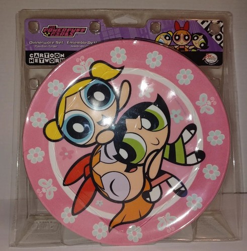 powerpuff girls Cartoon Network Vintage Y2k Plastic Dinnerware 3 Pc Set New - Picture 4 of 8
