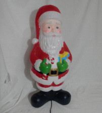 Blow Mold Santa Claus Gemmy Holding Candy Cane & Present Light Up 23.5" Xmas