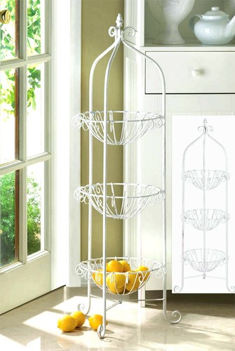 WHITE CORNER 3 BASKET STAND PLANT STAND PLANT POT HOLDERS BASKET STAND ** NIB - Picture 1 of 12