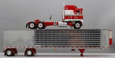 DCP 1/64 60-1557 RED & WHITE KENWORTH K100 AERODYNE LONG FRAME W/ REEFER NIB