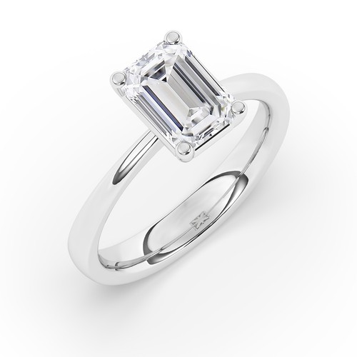 Emerald Solitaire 950 Platinum Engagement Ring, 1 ct, Natural GIA Certified - Picture 13 of 22