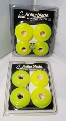 2 neue Vintage 1989 Rollerblade Ersatzradsätze gelbe Nummer unbeschriftet