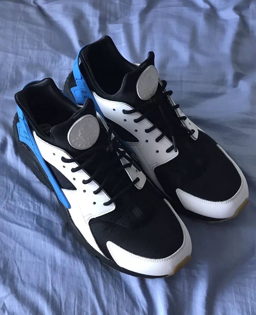 Nike Air Huarache ID Shoes Size 12 Gum Photo Blue White Leather Black Mesh Nike Air Huarache ID Shoes Size 12 Gum Photo Blue White Leather Black Mesh