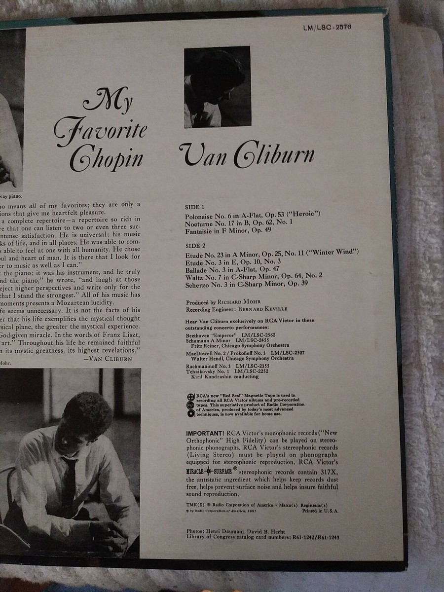 LEGENDARY VAN CLIBURN コレクション Van Cliburn, Fr√©d√©ric Chopin - My Favorite Chopin - RCA