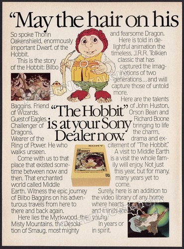 THE HOBBIT - Vintage 1982 print AD / original Sony video promo_ Rankin / Bass - Picture 2 of 3