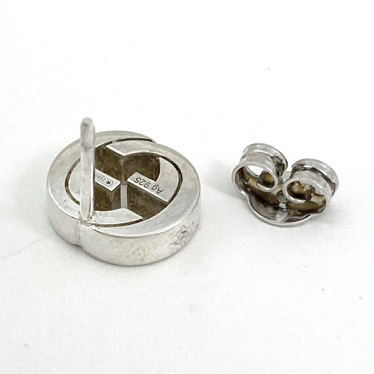 Boucles d'oreilles GUCCI imbriquées G argent 925 1 cm x 1 cm accessoires femme