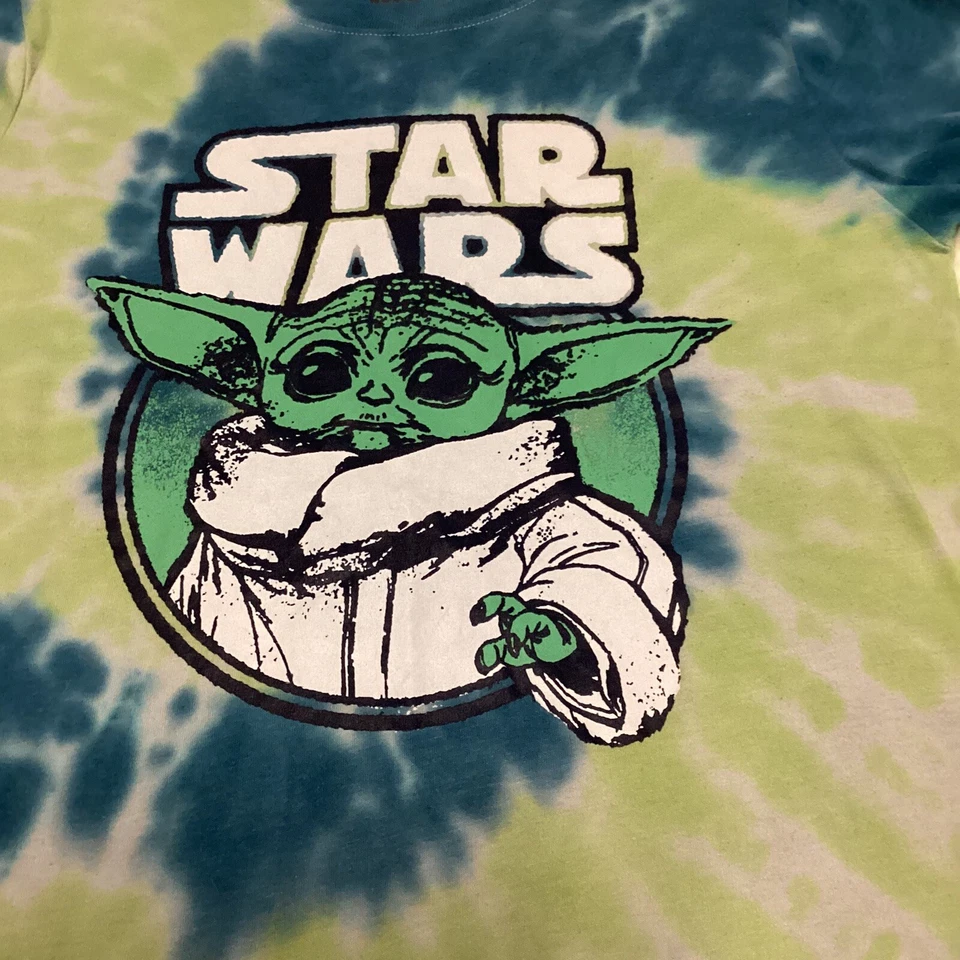 Niños Star Wars Pequeña Multicolor Camiseta Yoda Tye-Dye Camiseta Azul/Verde Foto 4 de 4