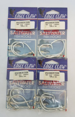 lot 80 EAGLE CLAW LAZER SHARP SALTWATER NICKEL SEAGUARD HOOKS 1//0 250RW