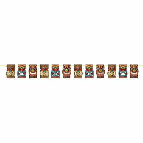 Tiki Time Shaped Ribbon Banner 7.6 Ft Summer Pool Party Luau - Picture 2 of 2