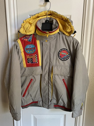Vintage CLIMATE CONTROL Kids Hooded Jacket Patched RACE CAR Coat Sz M-10/12 RARE - Picture 2 of 19