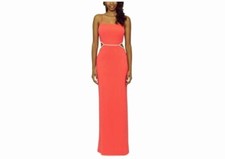 Xscape Bright Orange Cutout Gown Rhinestone Detail Women's Size 16