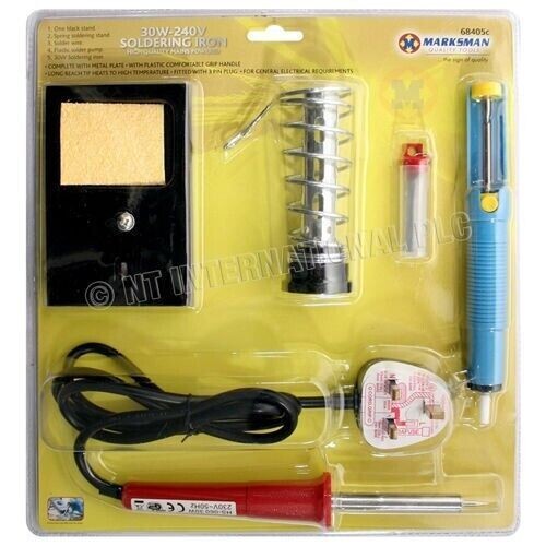 30W LÖTKOLBEN-KIT SET DRAHTENTLÖTPUMPE STÄNDER SCHWAMM 240V WATT QUALITÄT NEU - Bild 2 von 2