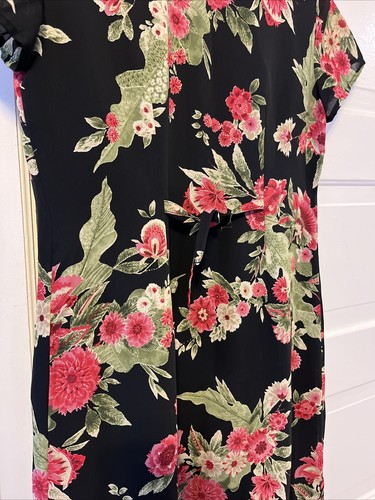 Vintage WOMENS EMMA JAMES PETITE BLACK W/ FLORAL LINED DRESS  SIZE 6P - Picture 10 of 11