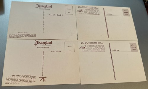 Early DISNEYLAND Postcards: 2 x Kaiser Aluminum, Steamboat + Frontierland Train - Picture 2 of 2