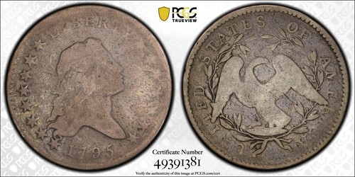 1795 PCGS G06 Flowing Hair Half Dollar 50c - 2 Leaves Original Skin - Picture 2 of 3
