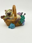 Lenox Knitting Kitty Siamese Cat In Yarn Basket Hand Painted Resin Figurine
