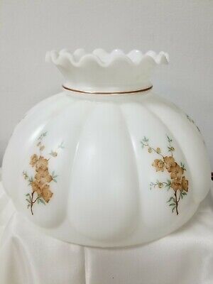 Vintage Hurricane Lamp Melon Glass Shade Large Hand Painted Milk Fl 10 Fit Vintage Hurricane Lamp Melon Glass, Vintage Glass Hurricane Lamp Shades