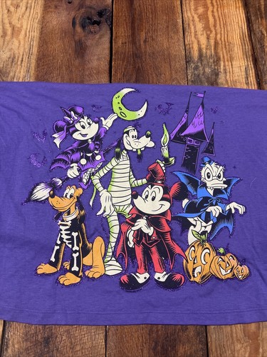 Disney Mujer Camisa Grande Halloween Mickey y Amigos Brillo Damas Top NUEVO - Imagen 5 de 9