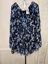 Torrid Floral Blue Pull On Skirt Plus Size 0