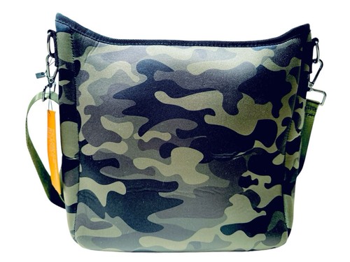 Haute Shore Premium Collection Blake Camoflauge Red Black Stripe Crossbody Bag - Picture 2 of 23