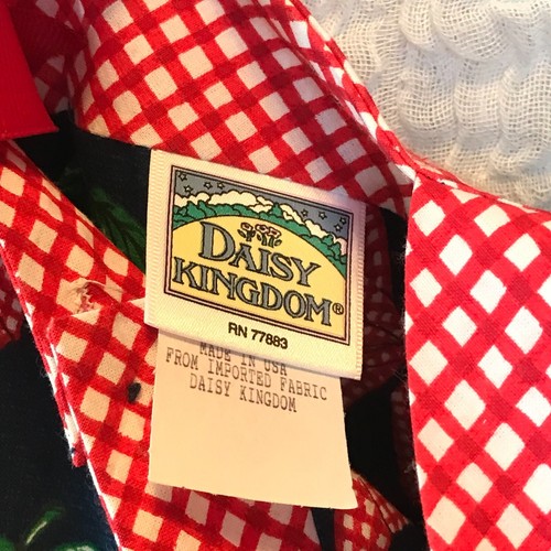 Vtg Daisy Kingdom Dress Size 4 Girls Gingham Sundress Cherries Red White Blue - Picture 7 of 15