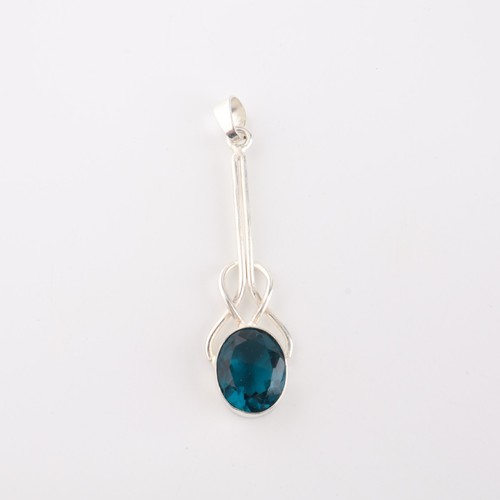 Apatite Gemstone 925 Sterling Silver Jewelry Handmade Pendant 1.79" For Gift - Picture 3 of 5