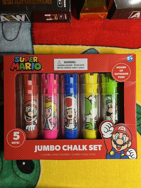 NEW Nintendo Super Mario Jumbo Chalk Set 5 Pack Chalk W/ Holders NEW Nintendo Super Mario Jumbo Chalk Set 5 Pack Chalk W/ Holders