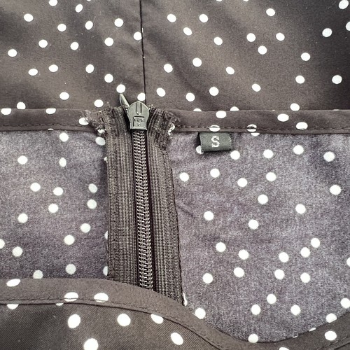 Damenkleid Polka gepunkteter Puffärmel geteilter Oberschenkel Kleid für Frauen Größe S - Bild 15 von 16