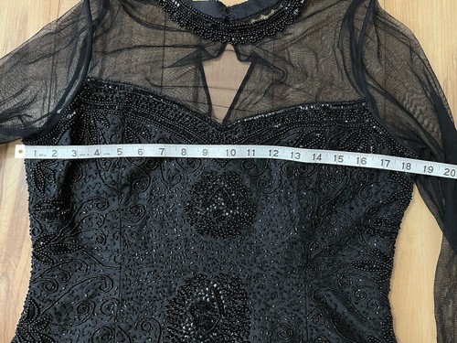 ADRIANNA PAPELL Occasion Size 12 Black Beaded Sequin Long Sleeve Formal Top Silk - Bild 8 von 14
