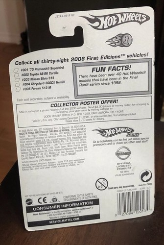 Hot Wheels CHRYSLER 300C HEMI - 2006 First Editions #004 - FASTER THAN EVER FTE - Picture 4 of 6