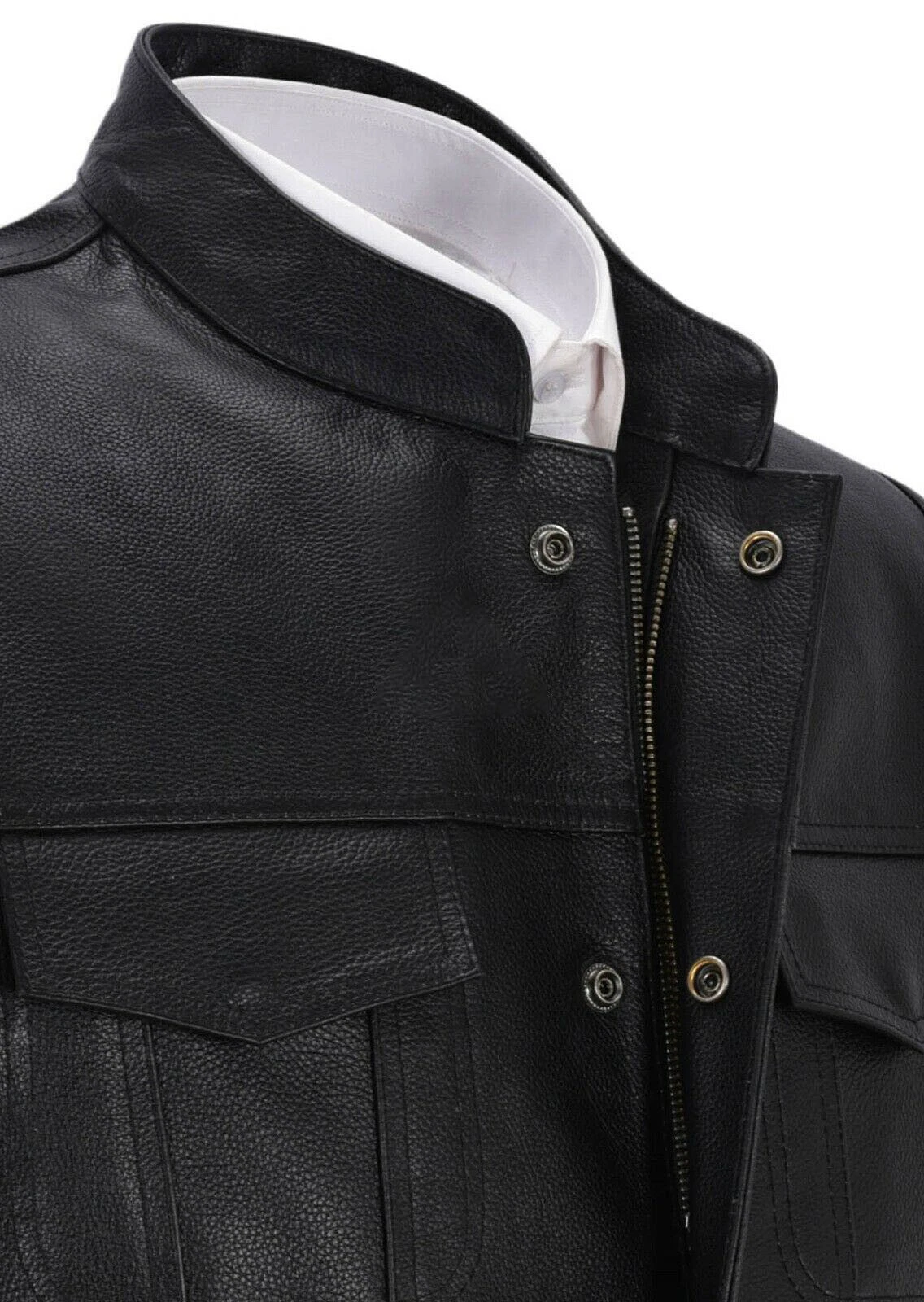 Genuine Handmade Men's Black Leather Vest 100% Real Sheepskin Stylish Vest Coat
