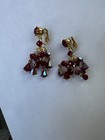 Faux Garnet Clip On Red Dangle Earrings chandalier