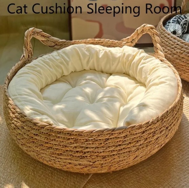 Coffa in Vimini per Gatti con Cuscino Termico 35cm - Cuccia Naturale