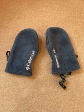 Columbia Blue White Embroidered Palm Lined Toddler Fleece Lightweight Mittens
