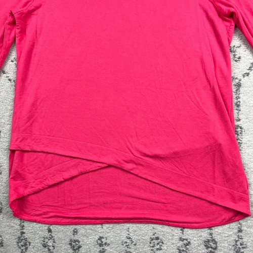 Sunday Wrap Hem Pink Hooded Long Sleeve Sz L Womens 3/4 sleeve Stretch Pullover - Picture 7 of 12