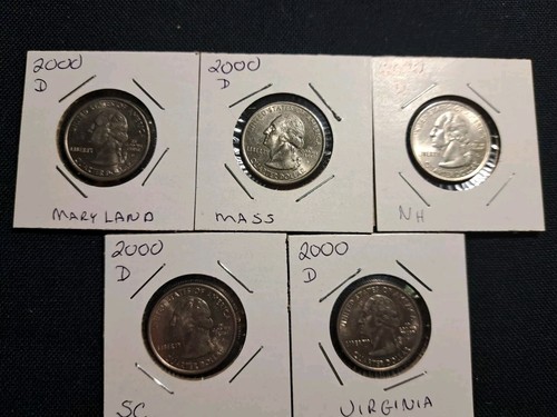 (Denver Mint) 2000 State Quarters Lot of 5 Different States - Picture 1 of 7