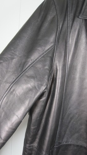 REED Leather Coat Men's L Black Thinsulate Lining Full Zip Business Casual Retro - Picture 7 of 17