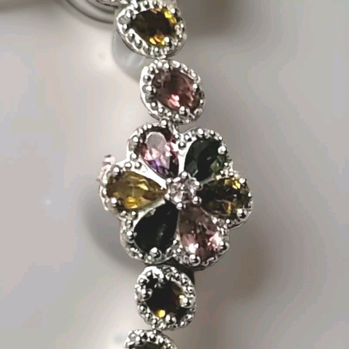 Multi Colored Kyanite 8 Inch Tennis Bracelet In Platinum Over Sterling Silver - Picture 5 of 9